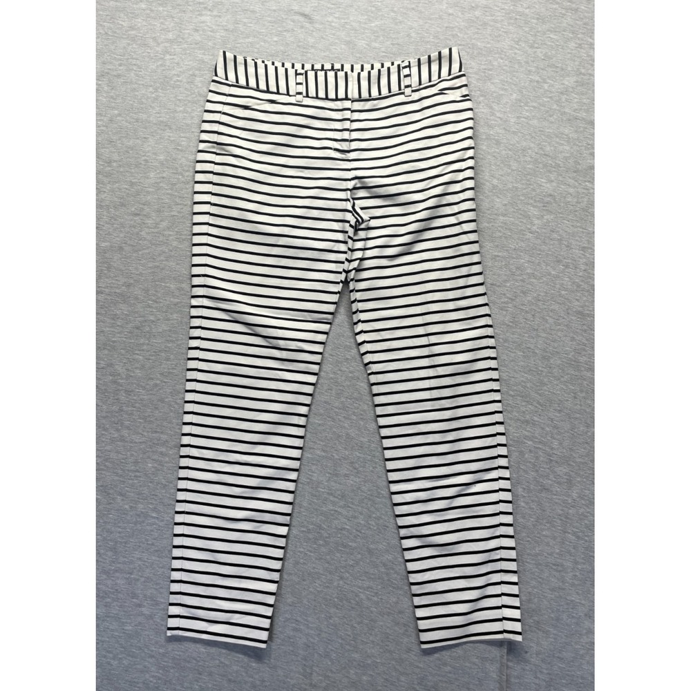 Express Editor Dress Pants Womens 4 White‎ Black Striped Cotton Business Formal